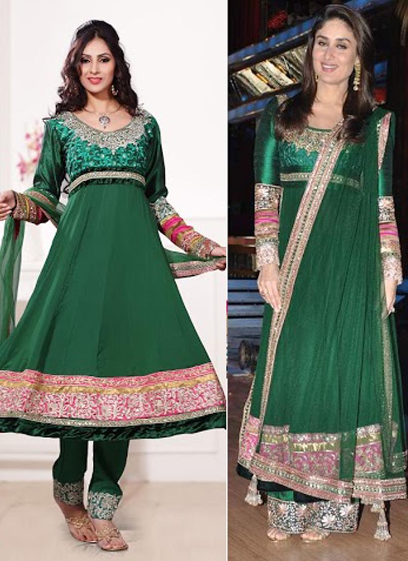 Kareena Kapoor Green Faux Georgette Salwar Suit.